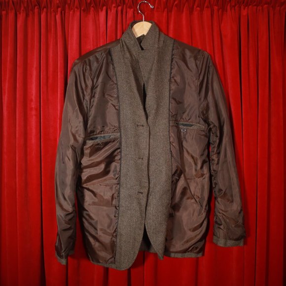 H&M Tweedy Brown Herringbone Blazer w/ Elbow Patch - Picture 5 of 6